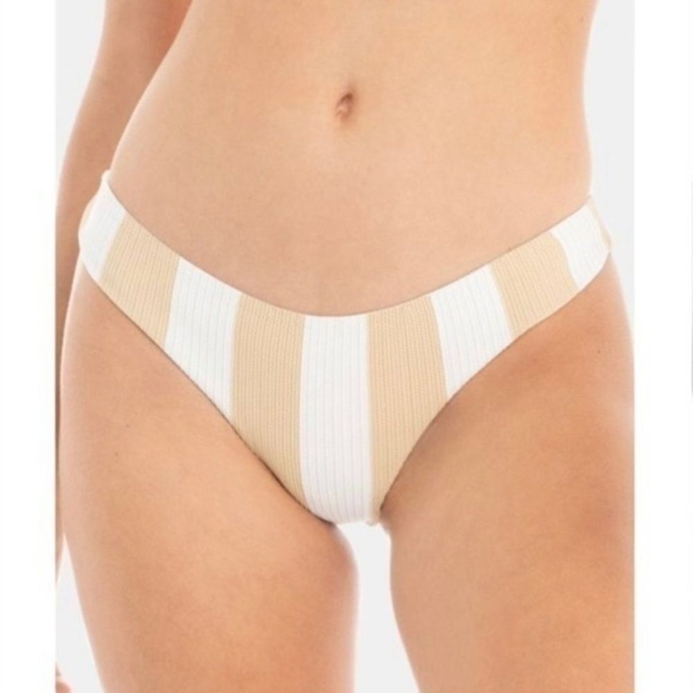 TAVIK Women's L NWT White and Beige Cheeky Bikini Bottoms Anthropologie